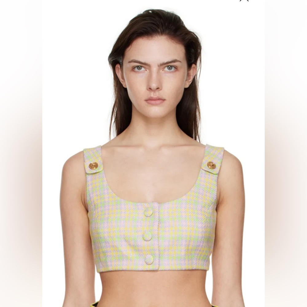 Versace multicolor tweed bra top